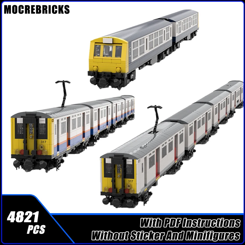 

MOC Building Blocks Class 317 101 DMU Overground Livery 8 Wide Power Functions Graffitied Grain Wagons Model Bricks Toys Gifts