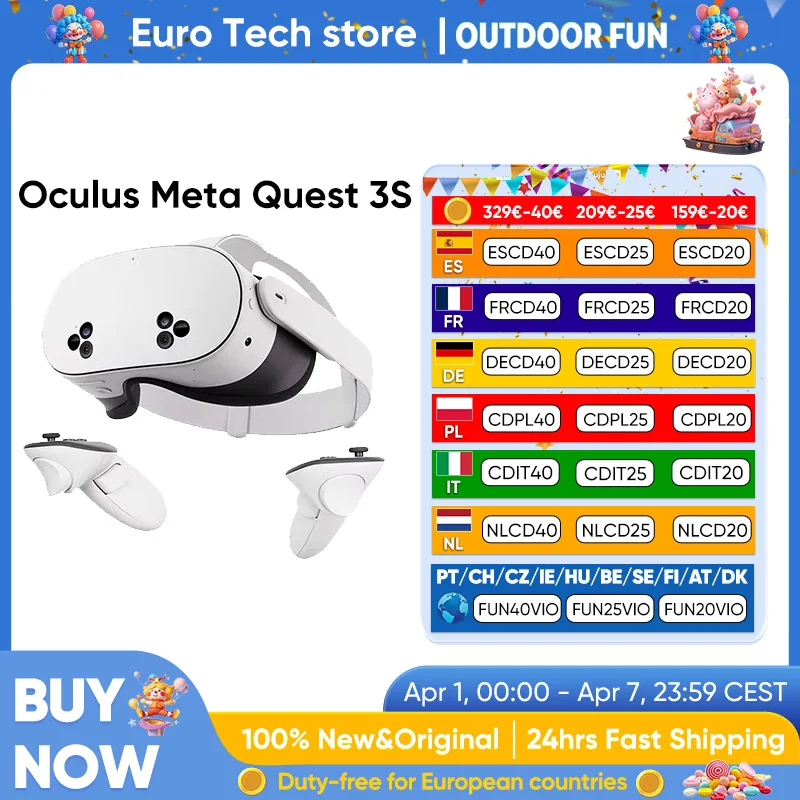 Oculus Meta Quest 3S d'origine 8 Go + 128 Go Haute définition Pleine couleur Transparence 1832x1920 pixels Batterie de 2,5 heures avec 4324 mAh