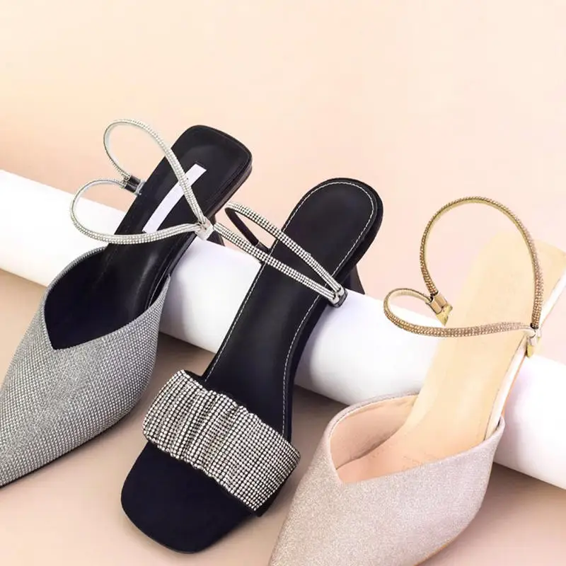 

1Pair Rhinestone High Heels Shoes Band Anti-loose Women Diamond Shoelaces Anti-drop Heel Straps Belt Drill Elastic Fixed Belts