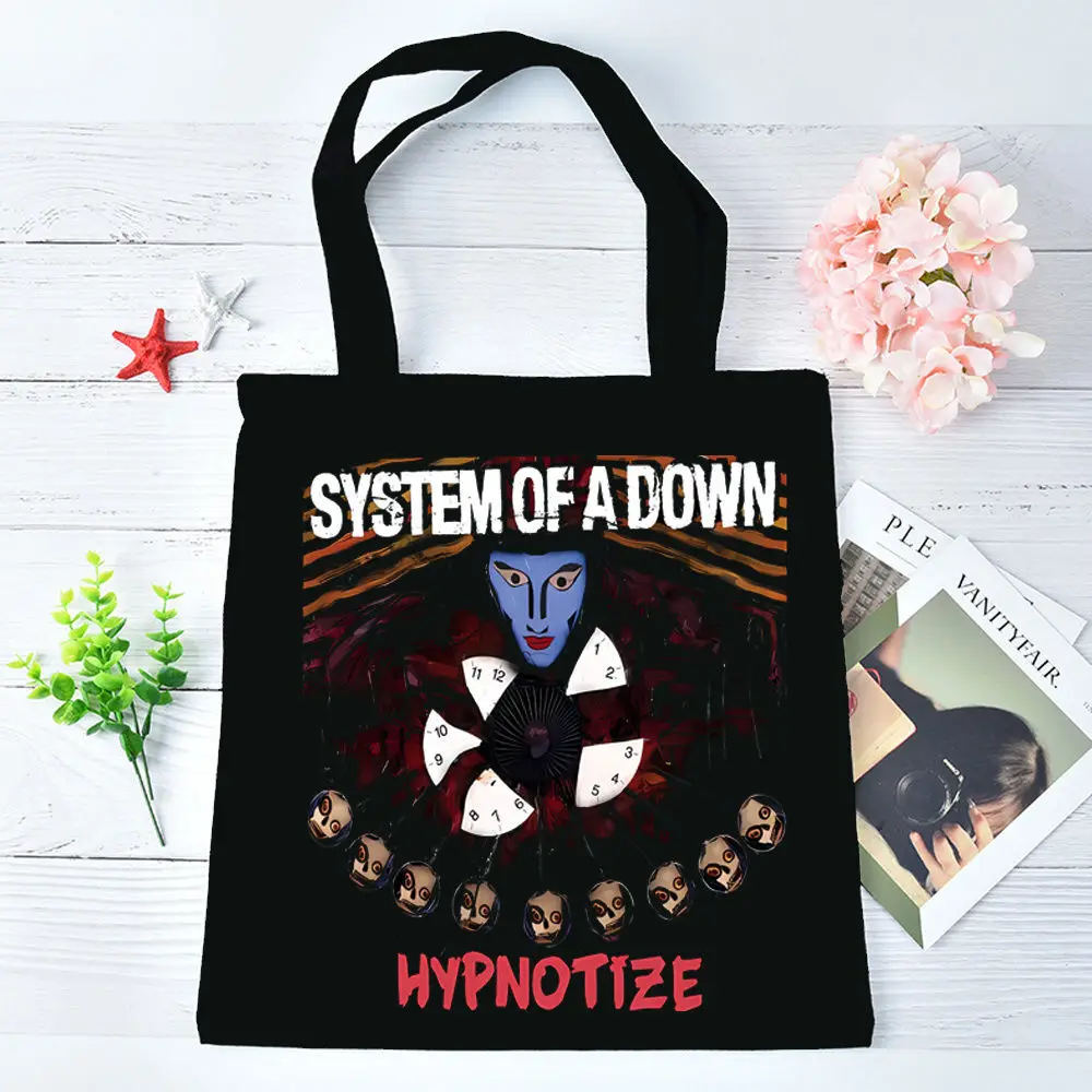 System of a Down Canvas Tote Bags Digital Print Foldable Promotes Lifestyle Wholesale Custom Durable Shopping Bag Travel Beach