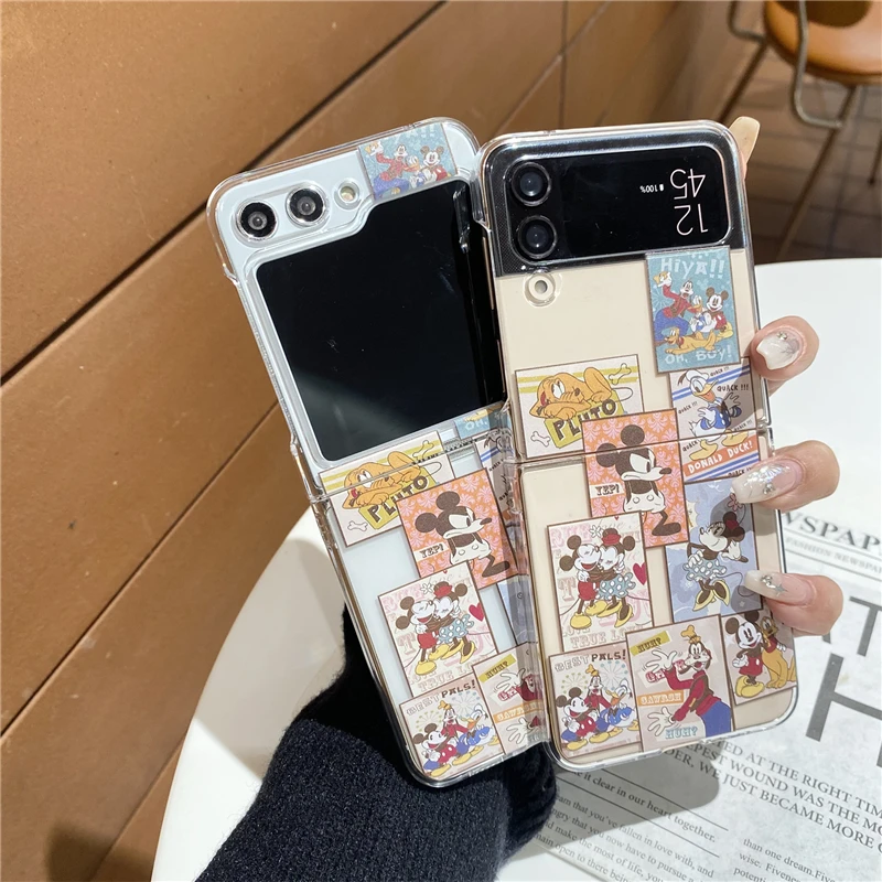 Anime Disney Friends Minnie Mickey Mouse Korean Style For Samsung Galaxy Z Flip 3 4 5 6 Cover Phone Case Gift