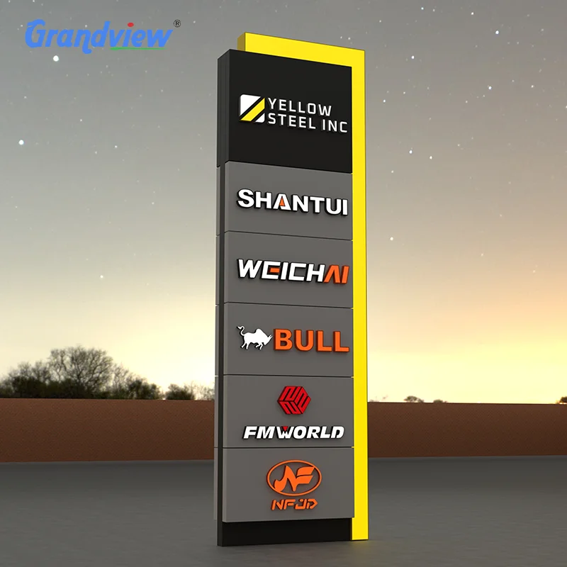 Plaza Side Advertising Standing Aluminum Lighting Message Guidance Pylon Shopping Directional Pylon Signboard