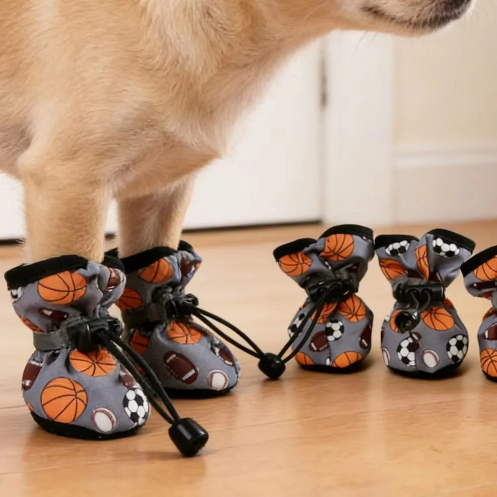 4Pcs Anti-slip Pet Dog Shoes Adjustable Soft Paw Protector Boots for Small Puppy Chihuahua Dachshund Large Dogs Outdoor Walking