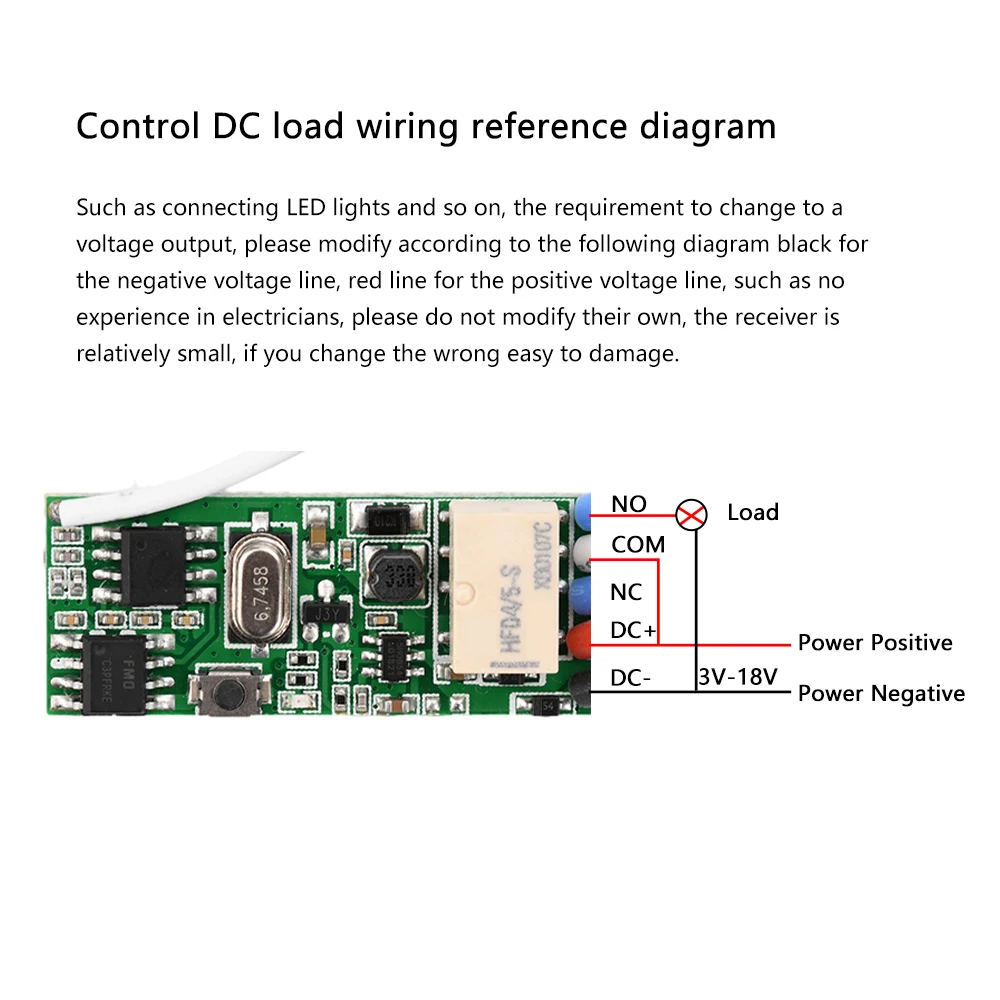 DC3V-18V Wireless Remote Control Switch Miniature On/Off Switch Wireless Remote Control 433MHz For Circuit control