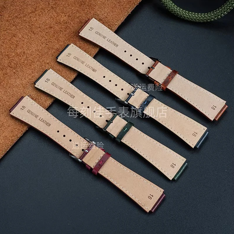 Leather watchband For Casio A158 A159 A169 AE1200 AE1300 A158 W-218 Watchstrap ae1200 18mm with Men and Women's watchchain