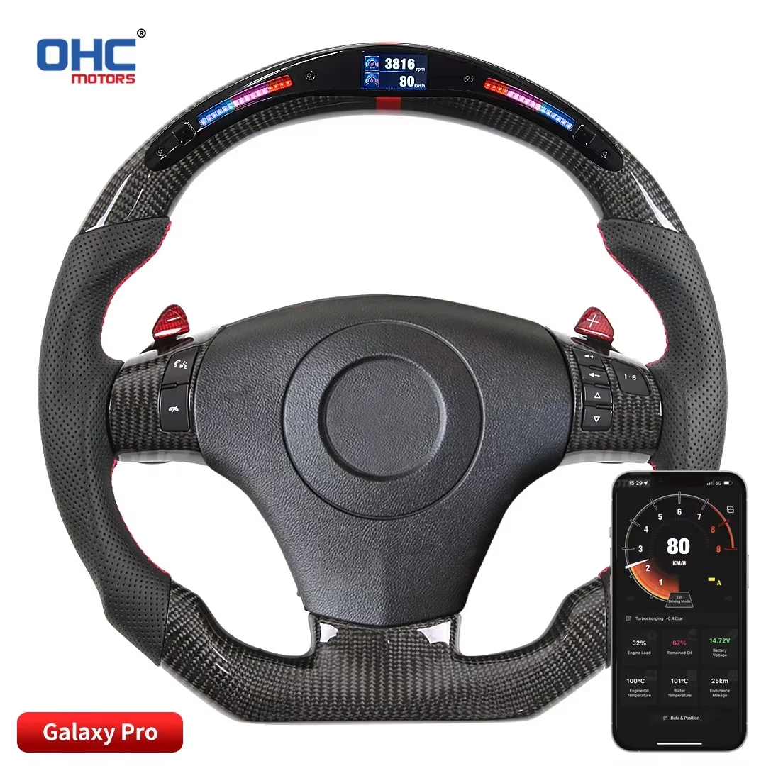 OHC Motors Customized 100% Real Carbon Fiber Light Up LED Displayer Steering Wheel Compatible for 2006-2012 Corvette C6 Z06 ZR1