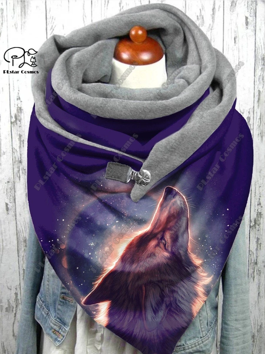 New 3D Printing Customized Cute Animal Pattern Warm Shawl Scarf Spring Winter Large Triangle Scarf Casual Gift D-11