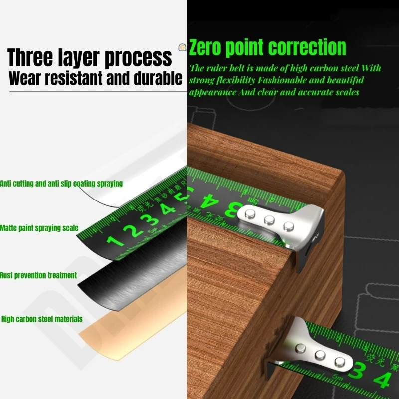 Samoblokująca, precyzyjna miarka metryczna, chowana 3M-10M, odporna na zużycie stalowa taśma miernicza, linijka miernicza