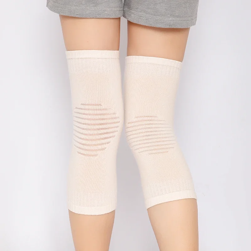 Calentadores de rodilla de punto elástico para mujer, mangas de soporte de rodilla ligeras y transpirables, uso diario, protectores de rodilla para el cuidado de las articulaciones