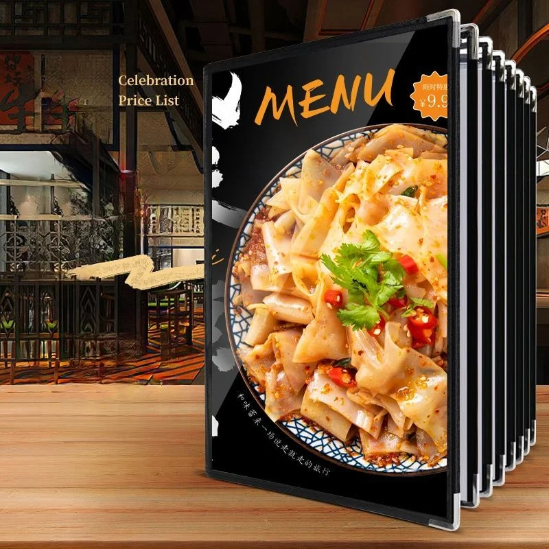 Libros de cubierta de menú de PVC A4, 8,5 "x 11", página única, 2 vistas, restaurante, cafetería, receta, soporte de menú, marcos de cubiertas