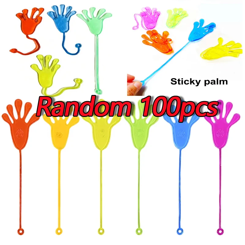 10/20/50/100PCS Kids Funny Sticky Hand Toys Christmas Elastic Sticky Squishy Slap Palm Toy Novelty Gift Party Favors Supplies