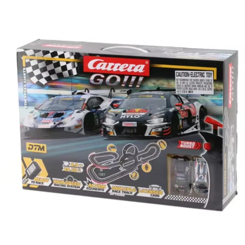 

Carrera GO!!! DTM Speed Giants 1/43 Slot Car Racing Track Set w/Audi R8 LMS GT3 & Lamborghini Huracán GT3 Cars