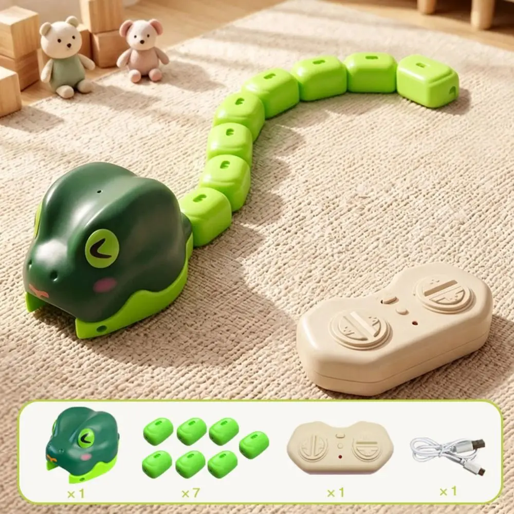 Magnetic RC Snake Car Toy Rechargeable Bead Eating Greedy Snake Car Desktop Interactive Remote Control Car Boys Toy