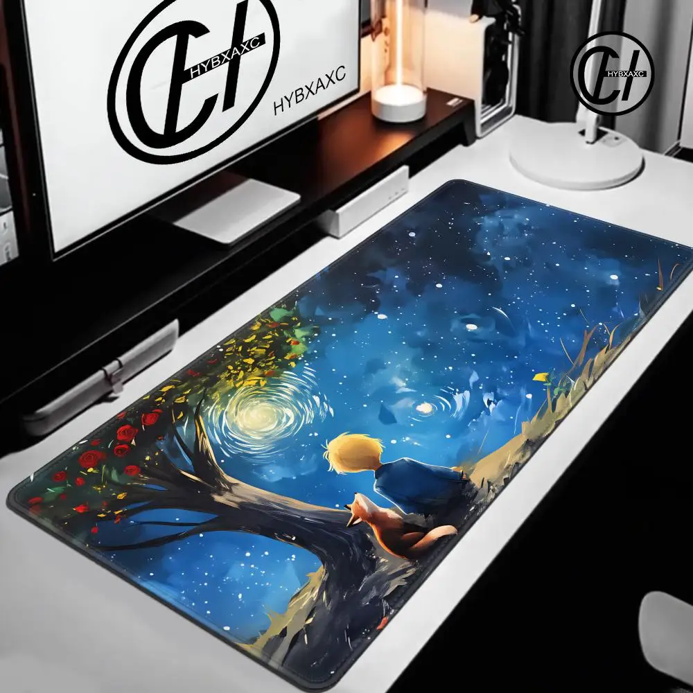 Dreamy star galaxy Prince desk mat, artistic thick mousepad, large non‑slip wear‑resistant mat for laptop desktop