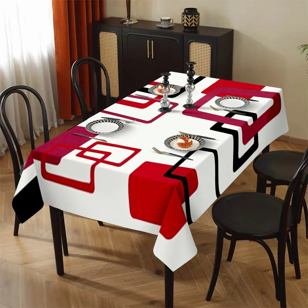 [2D] Tablecovers 1pc Exquisite Minimalist Geometric Pattern Tablecloth Suitable for Picnics, Camping, Weddings, Parties, Holidays, Retro Home Decoration, Dining Table Decoration, Additions, The Best Gift for Mothers, Perfect Gift