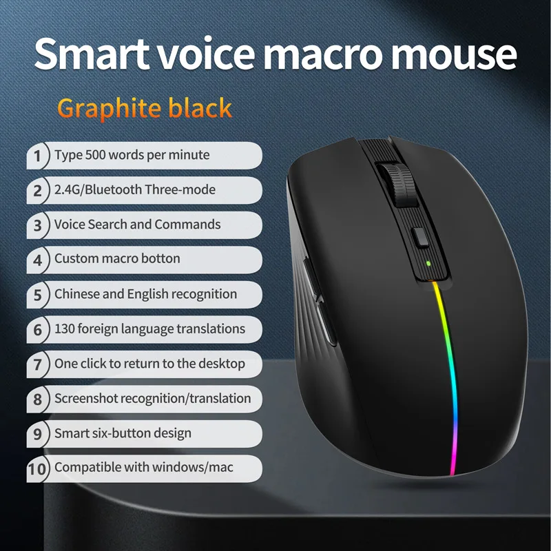 

Arvin AI Smart Voice Mouse Wireless Bluetooth Intelligent Mice ChatGPT Function PPT Voice Writing Translation Mouse PC Office