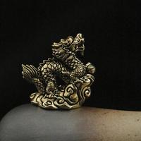 Antique Dragon Statue Ornament Zodiac Animal Brass Crafts Feng Shui Decoration Office Figurines