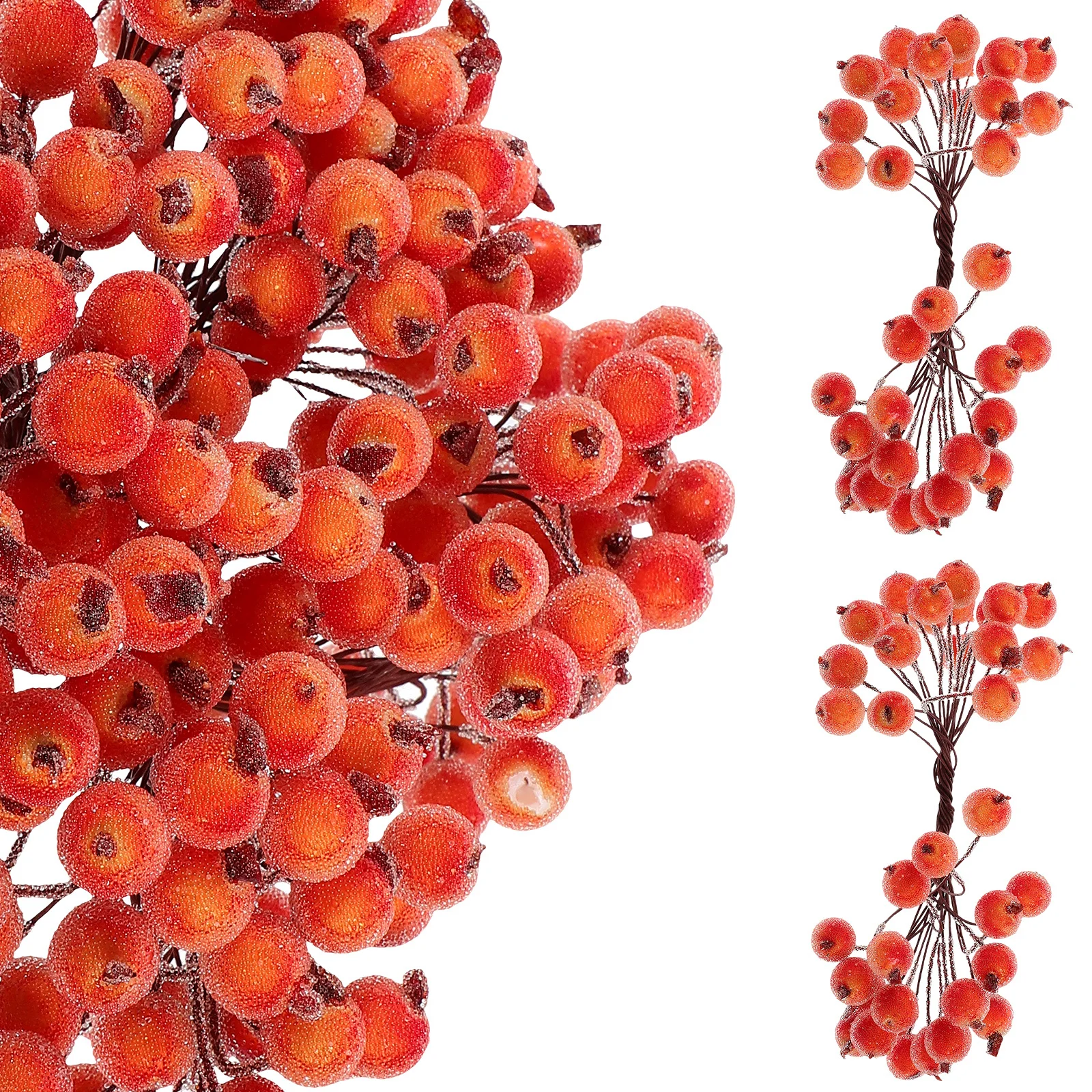 

200Pcs Foam Berries Bright Colored Frosted Artificial Berry Decor for Christmas Tree Wedding Car Bouquet Home Decoration