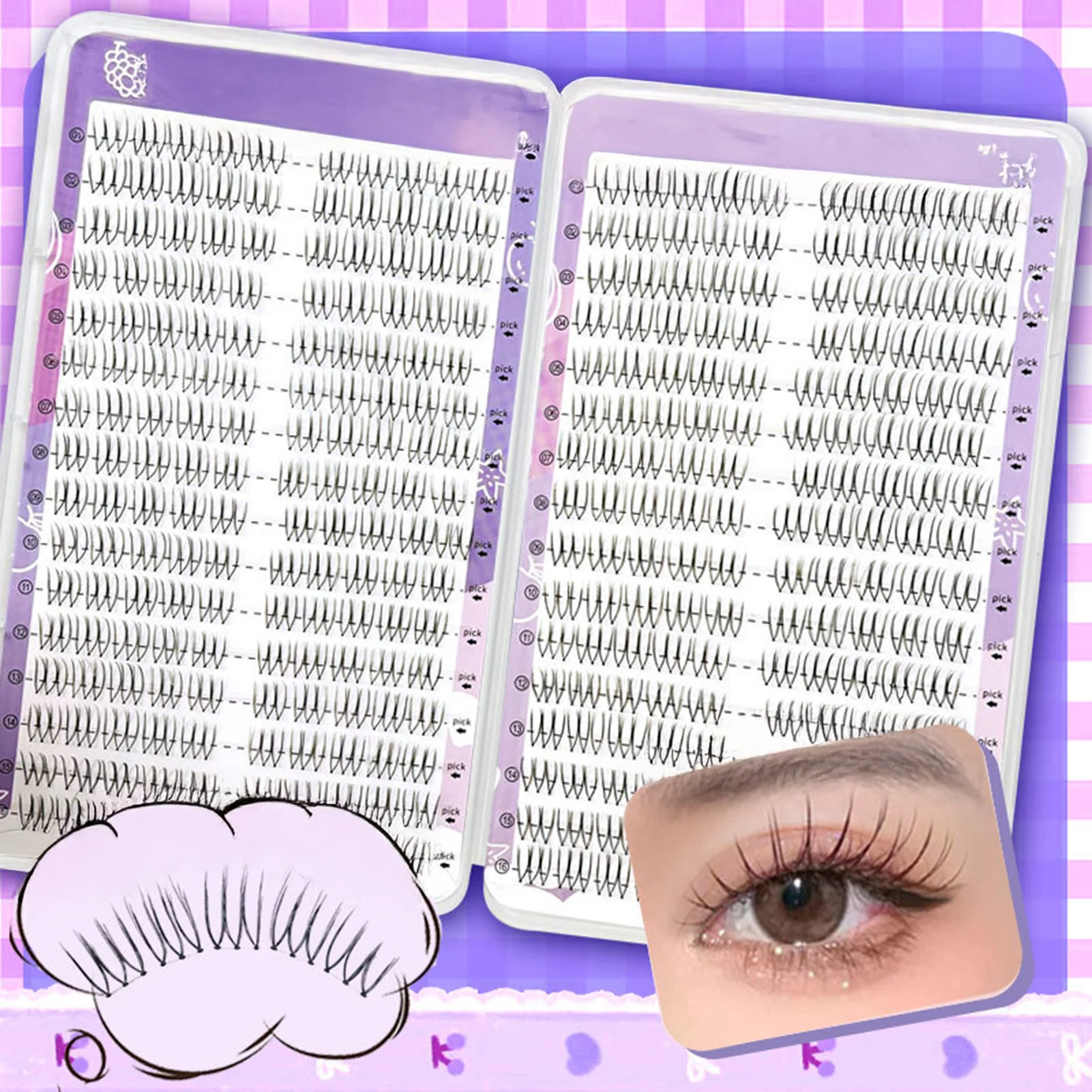 

Large Capacity Eyelash Clusters Korean Idol Pop Girl DIY False Eyelashes Zhang yuan ying U Shaped Lash Extension Makeup Tool