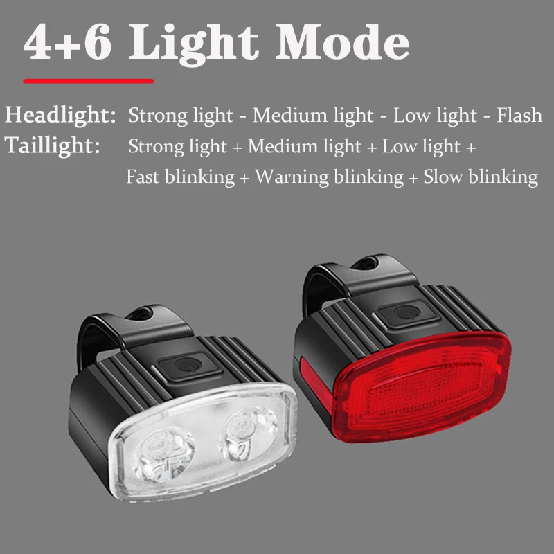 Front Rear Bike Lights LED Front Lamp Taillight Cycling Back Rechargeable Lighting Rearlight Warning Lamp Safety Light Seatpost