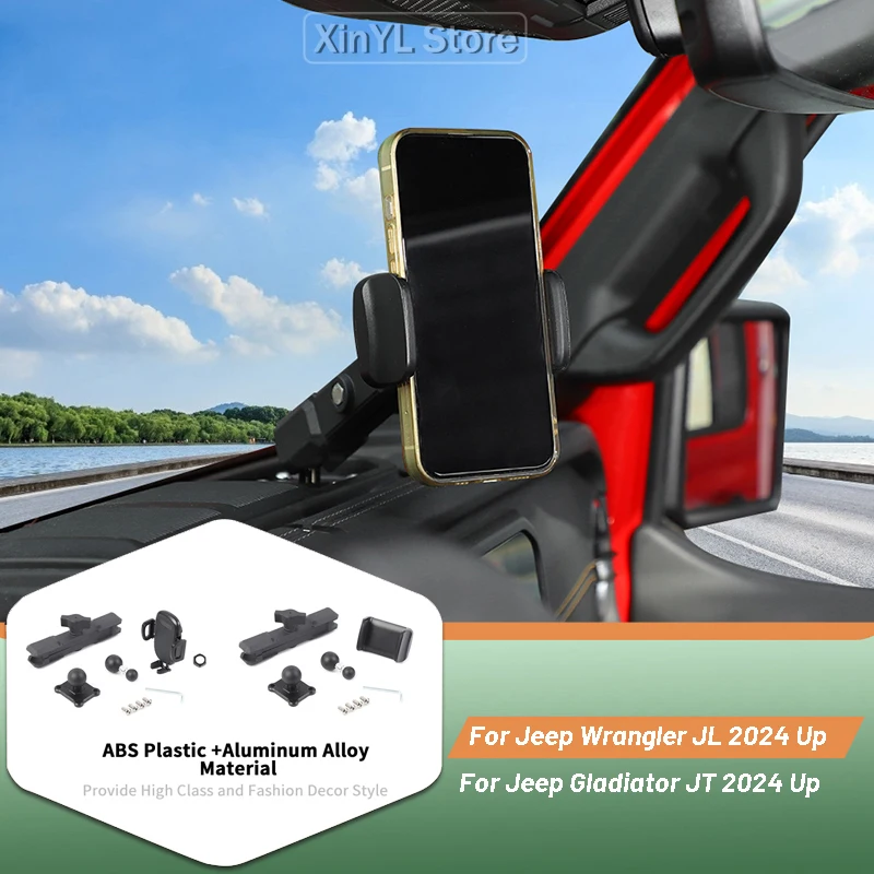 

Center Console Phone Holder Bracket Stand For Jeep Wrangler JL JT Gladiator 2024 Up Car Interior Accessories