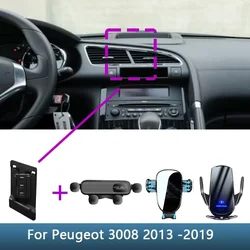 Car Phone Holder Special Fixed Bracket Base For Peugeot 3008 2013 2014 2015 2016-2019 Wireless Charging Interior Accessories