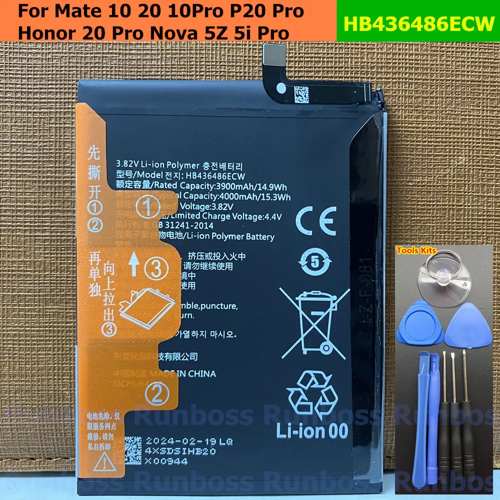 Original HB436486ECW 4000mAh Battery for Huawei Mate 10 10Pro,Mate 20,Mate 10X,P20 Pro,Honor 20 Pro,View 20 V20 ,Nova 5Z,5i Pro