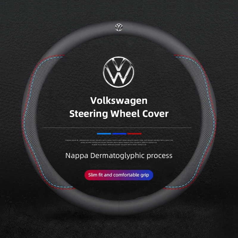 38CM Car Four Seasons Universal Steering Wheel Cover  For VW Golf Amarok T5 Phaeton Teramont ID3 Tiguan T-Cross Passat Magotan A