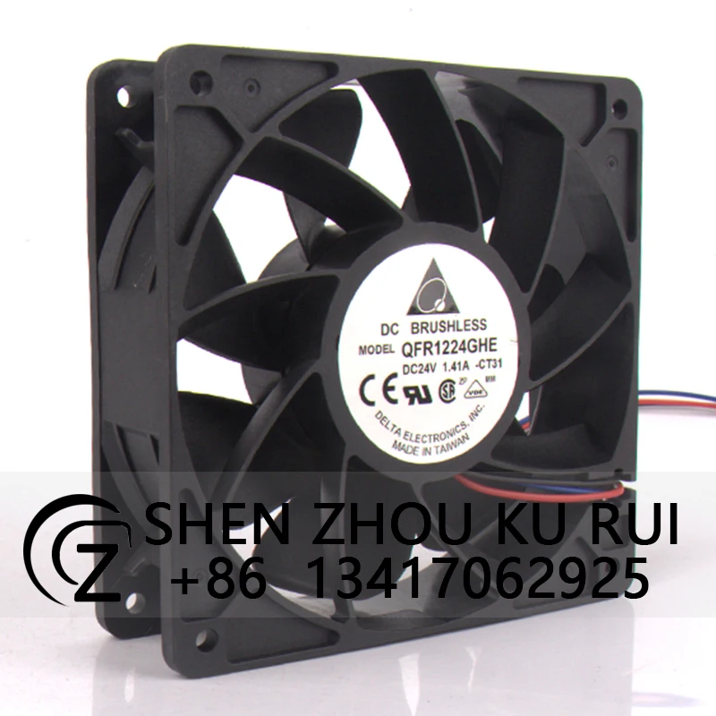 デルタ用ボールベアリングファン,120x120x38mm 24v 1.41a 6000rpm 12038インバーター,速度制御冷却ファン