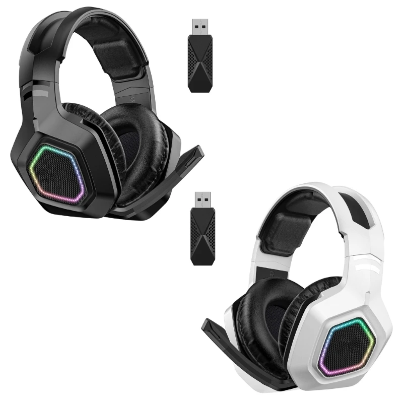 Bluetooth-compatible Headphone with Microphone LED Light Stereo Deeper Bass Headsets Wireless Headphone for Gaming 448F