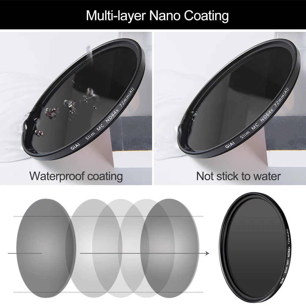 Фильтр GiAi PRO MC ND ND ND64 ND1000 37–95 мм 40,5 мм 43 мм 46 мм 49 мм 52 мм 55 мм 58 мм 62 мм 67 мм 72 мм 77 мм 82 мм для объектива камеры DSLR