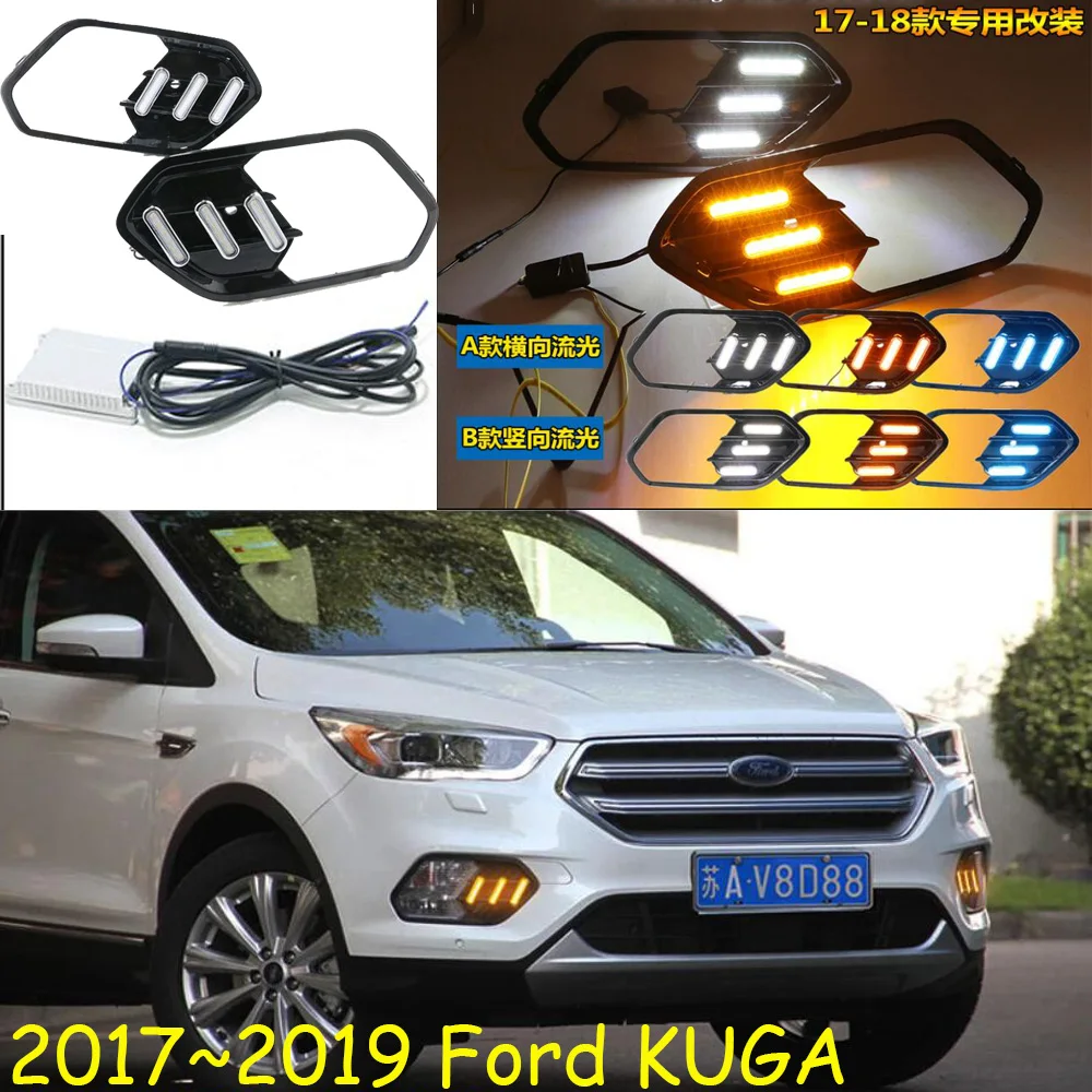 

1 шт. автомобильный бампер дневный фонарь для Kuga дневный свет escape 2017 ~ 2019y автомобильные аксессуары светодиодные DRL фары для Kuga противотуманные фары