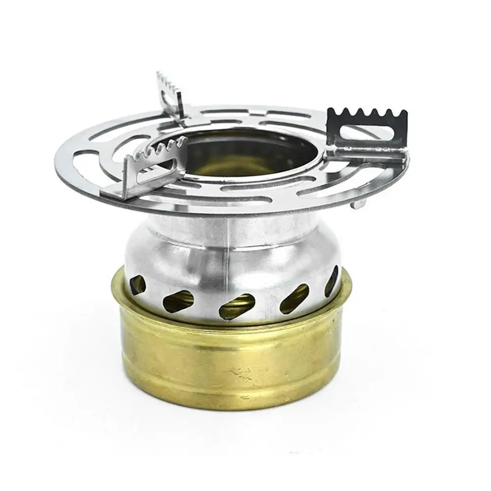 Stainless Steel Camping Stove Wind Screen and Burner Stand Stable Ventilation Outdoor Cooking Ring for Backpacking and Hiking