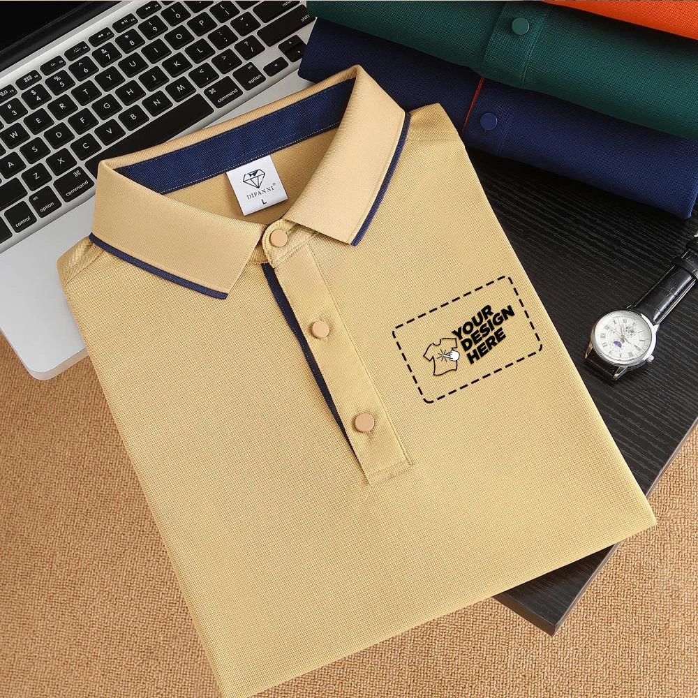 تخصيص شعار قميص بولو الرجال الصيف الرجال السراويل كم بولو الأعمال الفاخرة الرجال تي شيرت طباعة شعار LS-D657