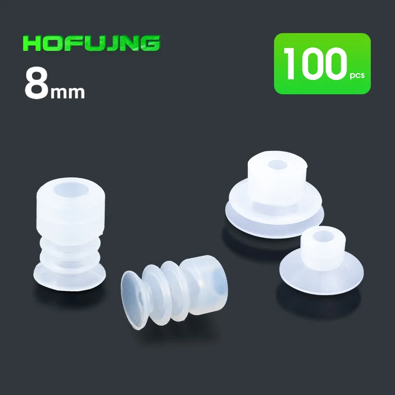 100PCS Pneumatic Suction Cup Big Head 8mm Mounting Hole Sucker Silicone Rubber Injection Molding Machine Manipulator Accessorie