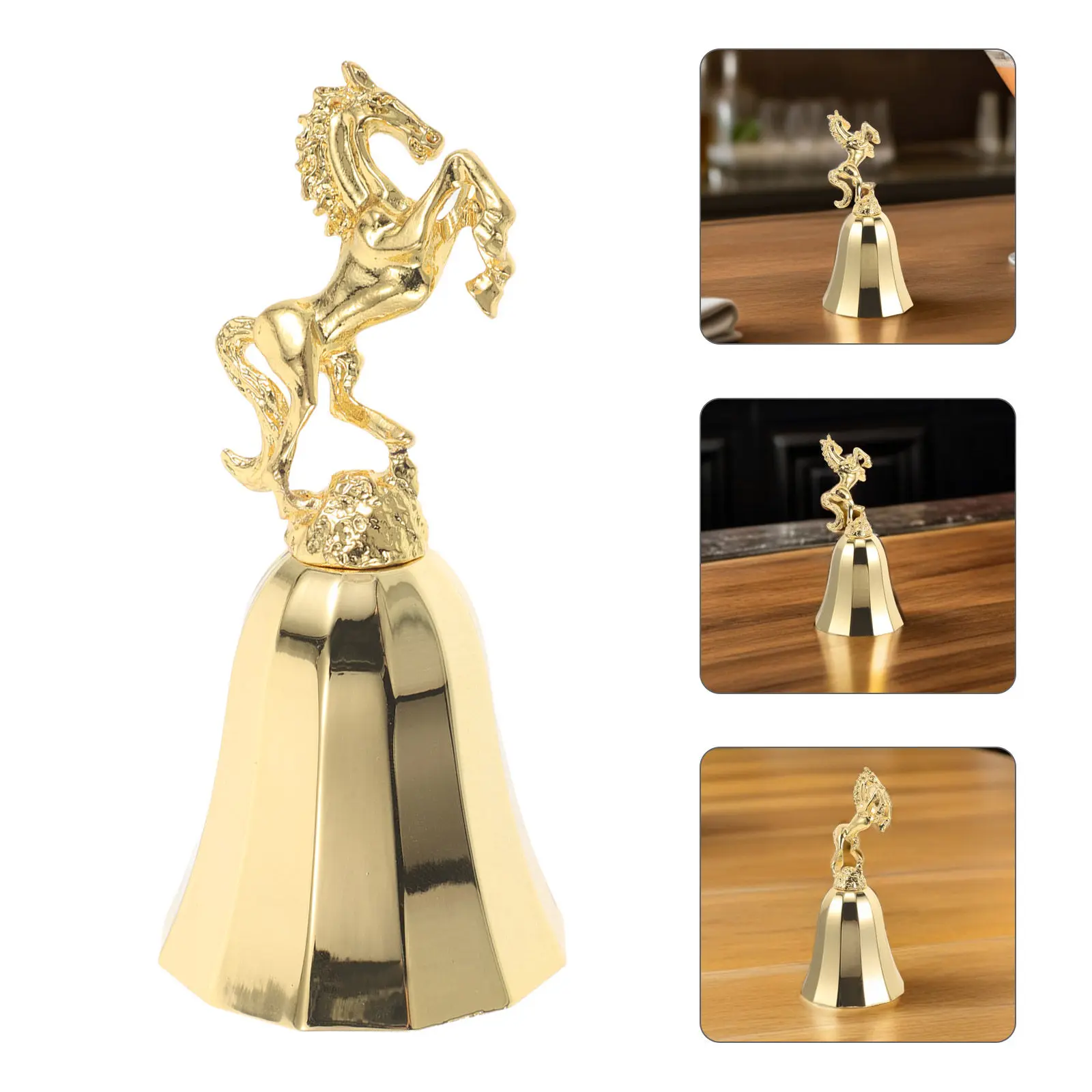 Golden Metal Hand Bell Handle Loud Jingle Service Call Bell Wedding Christmas Classroom Party Decorative Attention Chime