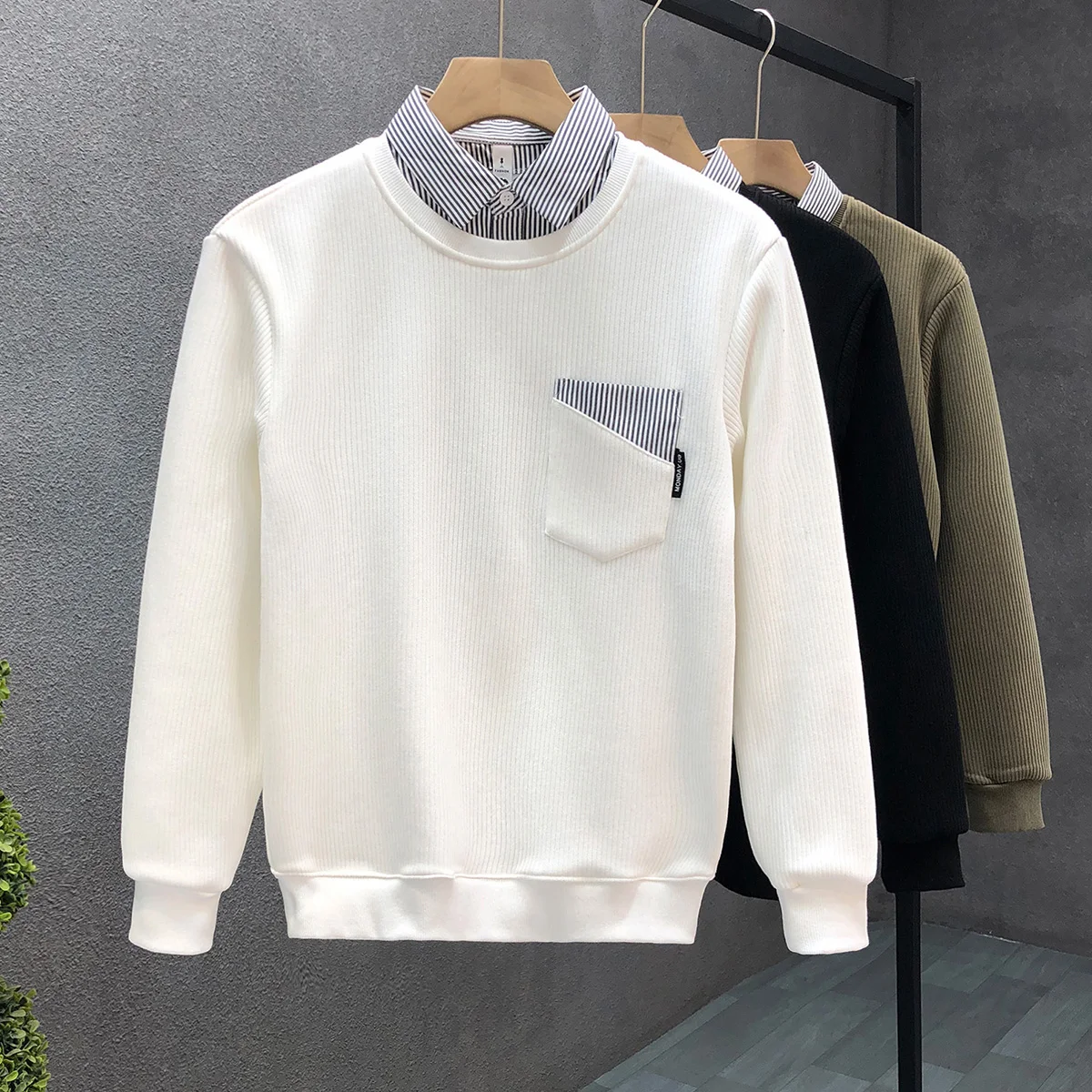 

Men's Sweatshirts Male Pullover Men's Spring Clothes Harajuku Hip Hop Oversize Contrast Sweatshirts Man Original Brands W118