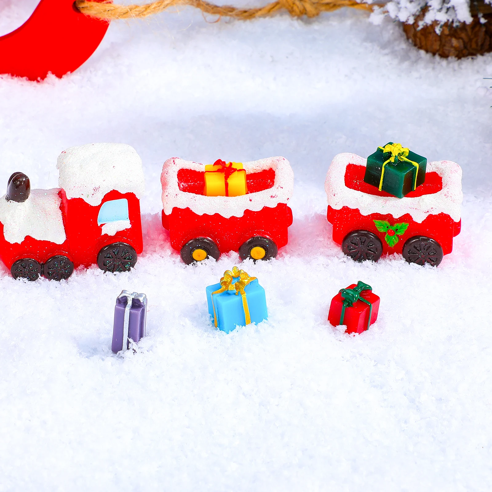 40Pcs Christmas Decoration Set Tiny Resin Box Ornaments Versatile Craft Accessories for Holiday Home Decor Projects