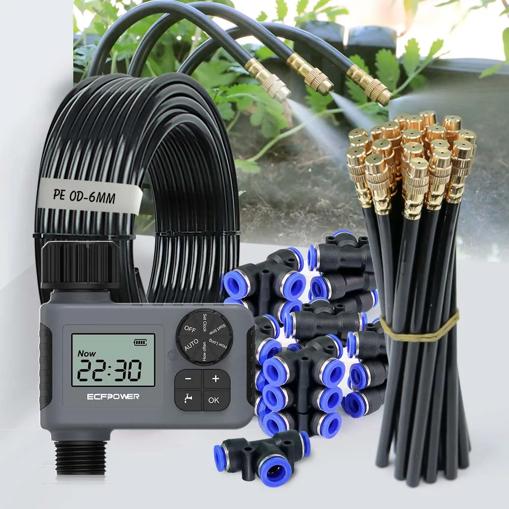 

30-5m Small Medium Size Gardening Smart LCD Watering Timer Atomization Spray Kit Mist Cooling System Flexible Adjustable Nozzle