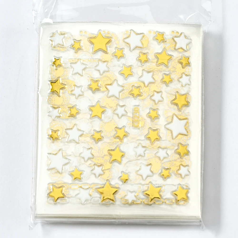 

30Pcs Glitter Gold Stars Nail Stickers Set Self-adhesive Shiny White Gold Slider Stars Decals Manicure Decoration Accessorie Tip