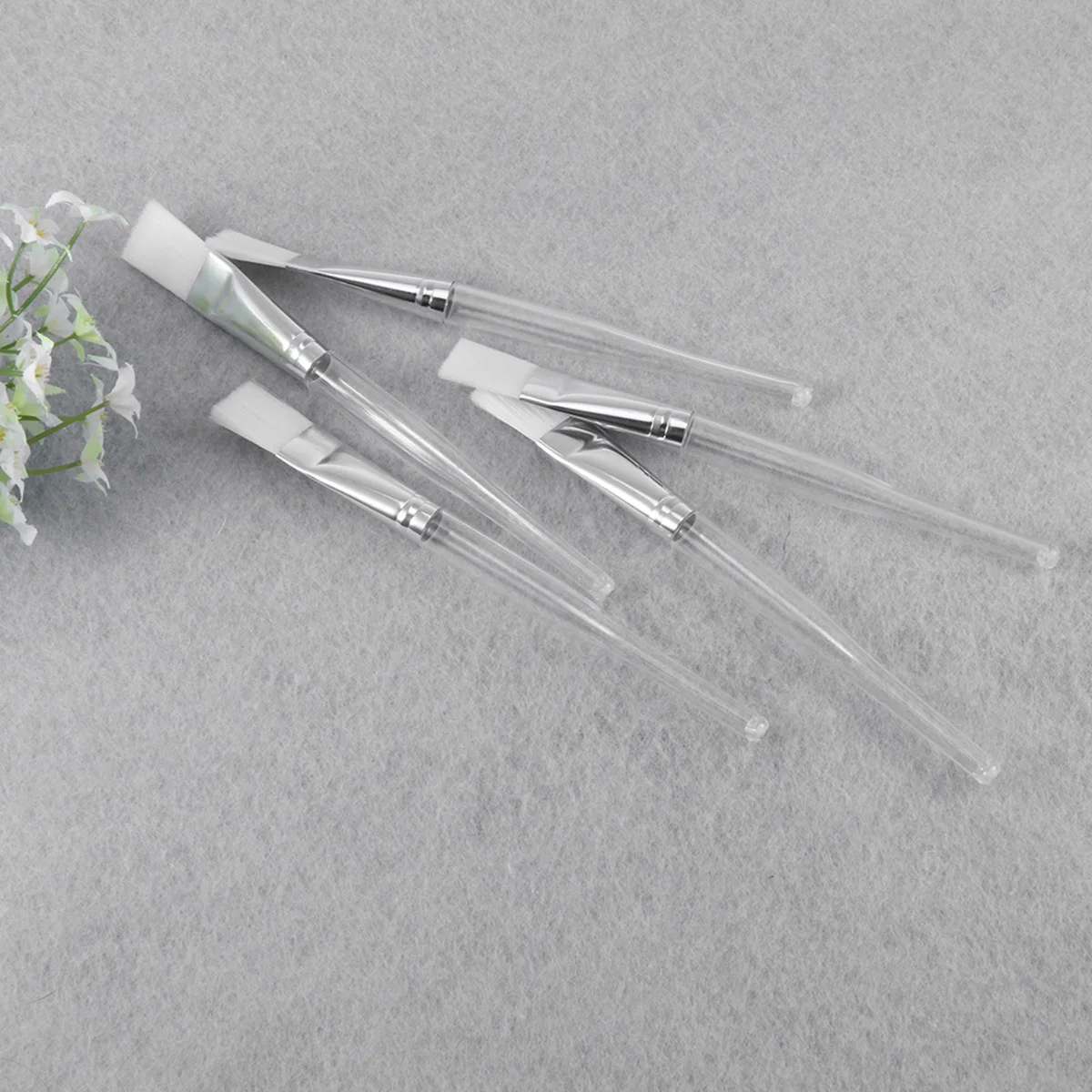 10pcs Facial Mask Brush Transparent Handle Synthetic Bristles For Face Mask Peel Serum Application At Home Or Salon Use Makeup