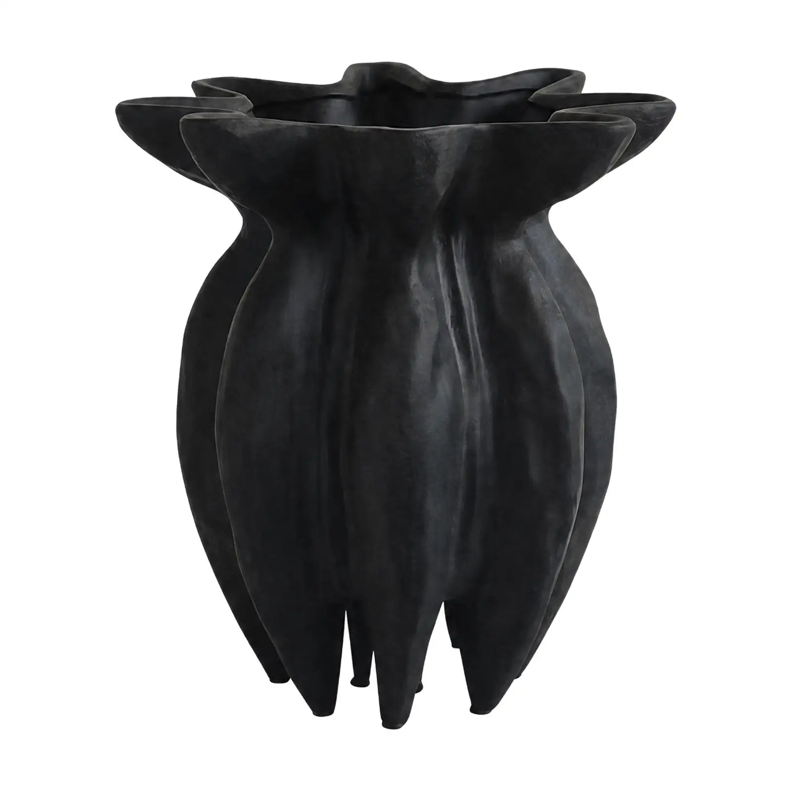 Large Fiberglass Floor Vase Decorative Fluted Petal Vessel for Living Room Entryway Home Accent Piece