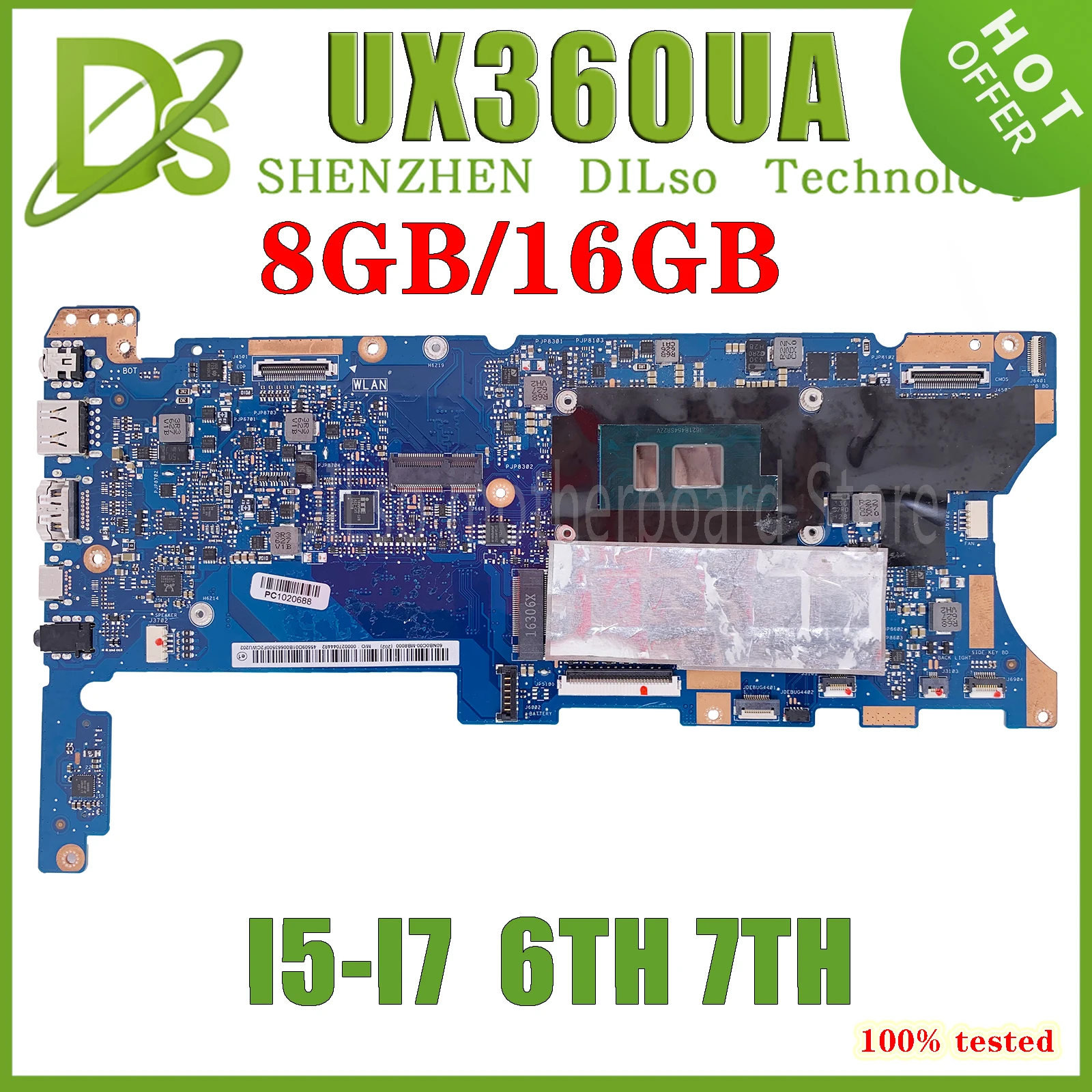 

KEFU UX360UA MAINboard For ASUS Zenbook Flip UX360UAK UX360U Notebook Motherboard With I5/I7 6th 7th GEN 8G/16G-RAM 100% Test