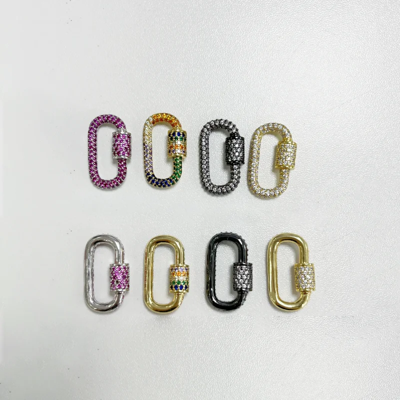 Pavé-Zirkonia 18K vergoldeter Karabinerverschluss DIY Schmuckzubehör für handgefertigte Halsketten- und Armbandkomponenten Schraubverschluss: VK106 – Detail 6