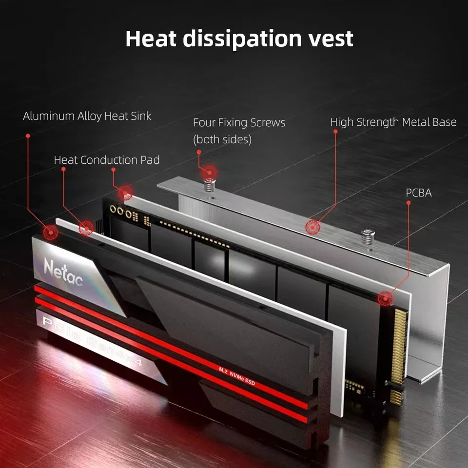 Netac SSD 1tb 2tb 4tb SSD M2 NVMe PCIe 4.0 x4 M.2 2280 NVMe SSD Drive Internal Solid State Disk for PS5 Desktop