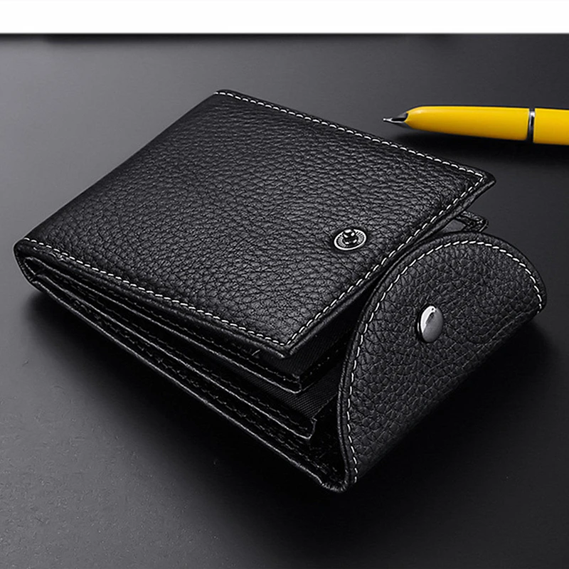 PU Men's Multi-function Card Holder with Snap Large Capacity Driver's License Holder Multi-card Slot Open Credit Card Wallet