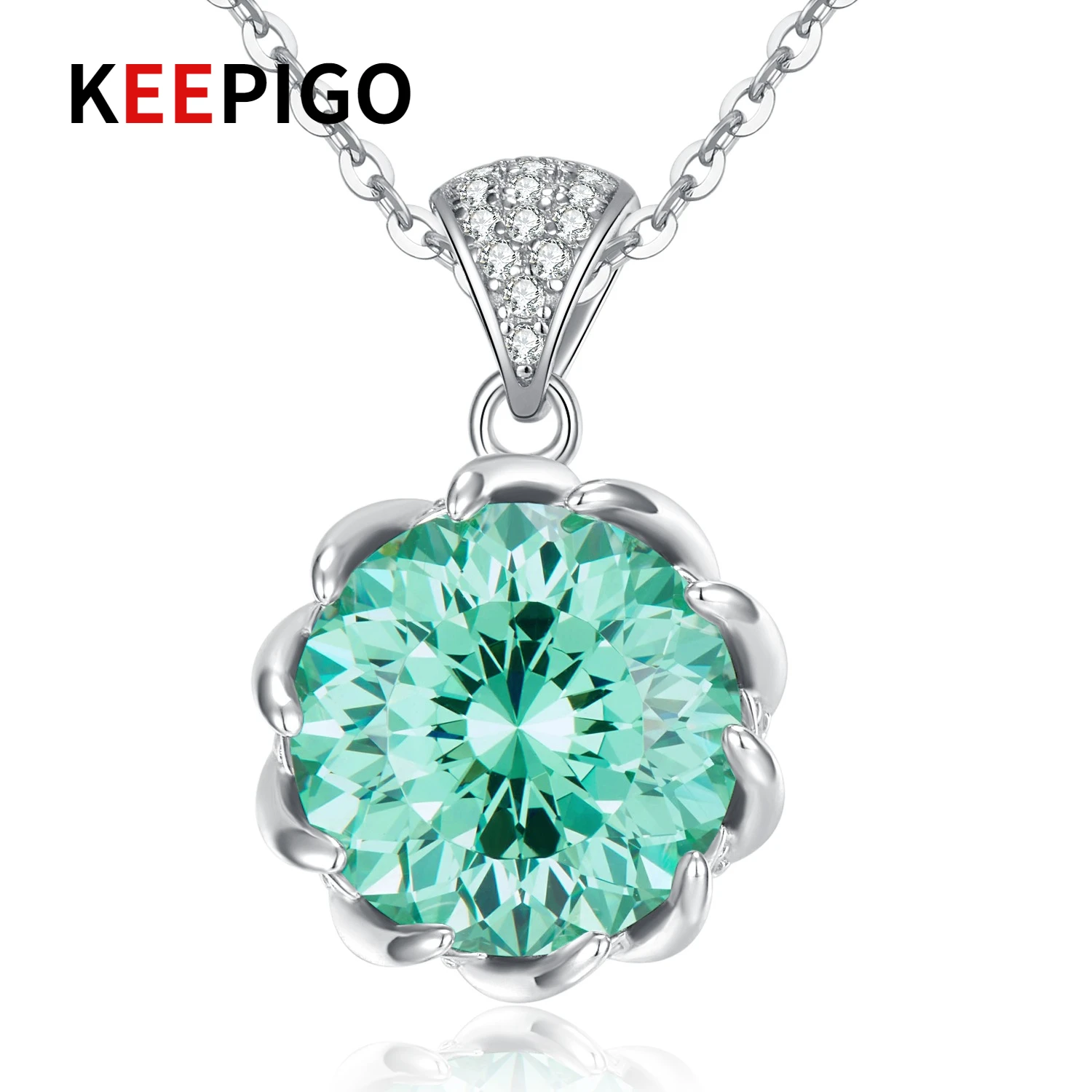 KEEPIGO Real S925 Sterling Silver High Quality Luxury Sparkling High Carbon Diamond Flower Necklace Fine Jewelry Valentine Gifts