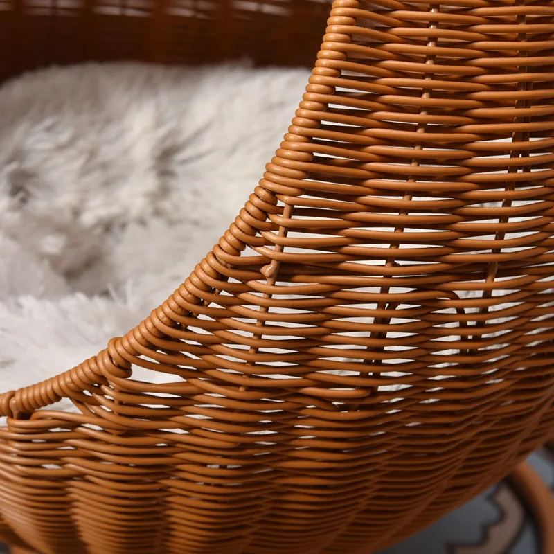 Cane Woven Cat Nest Basket Cat Hammock Plush Pet Nest Cat Nest Warm Pet Supplies Dog Bed Pet Bed Pet Mat