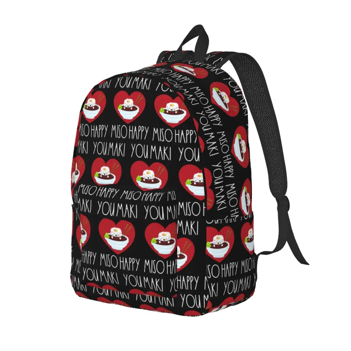 

You Maki Miso Happy Sushi With Heart Backpack Daypack Large Capacity Kids BookBag School Bag Shoulder Bags for Boys Girls