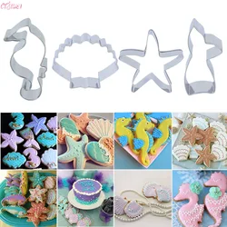 3pcs Mermaid Starfish Seashell Cookie Cutter Mold Mermaid Birthday Party Decor DIY Baking Tool Seahorse Cake Biscuit Baking Tool